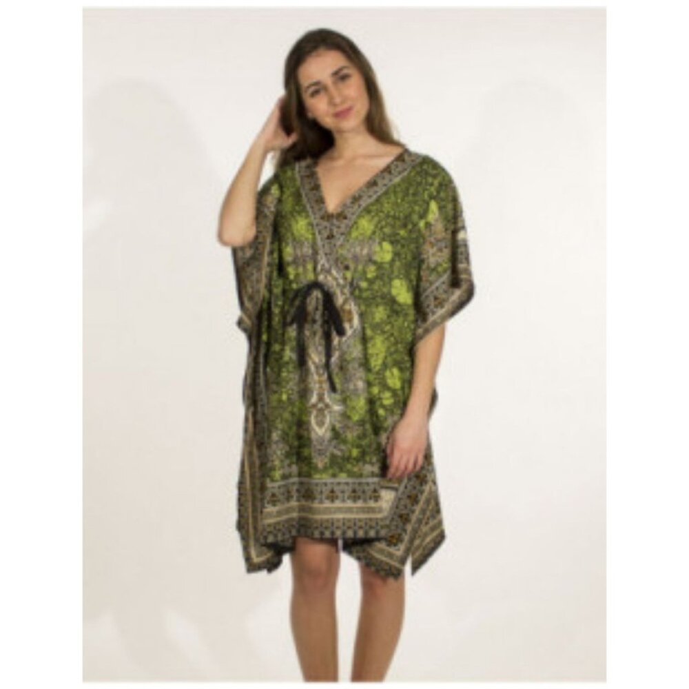 Traditional Sante Classics Green & Black Kaftan Dress